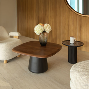 Table d'appoint en bois de manguier et pied en métal noir SÖREN