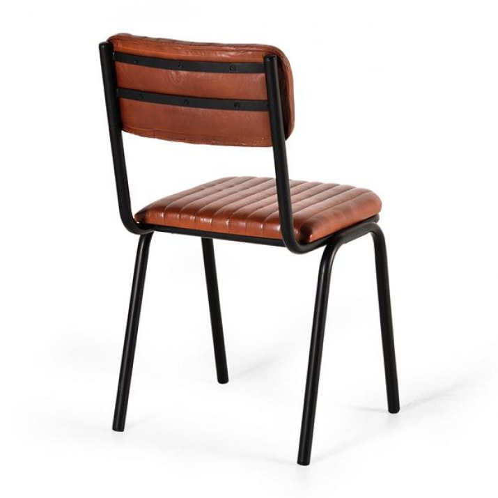 Set de 2 Sillas - Piel y Metal - 82x43x55cm