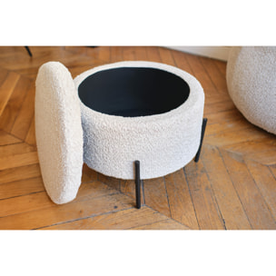 Angelo – Pouf coffre en tissu bouclette crème