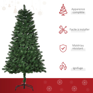 Sapin de Noël artificiel Ø 75 x 150H cm 454 branches épines imitation Nordmann grand réalisme vert