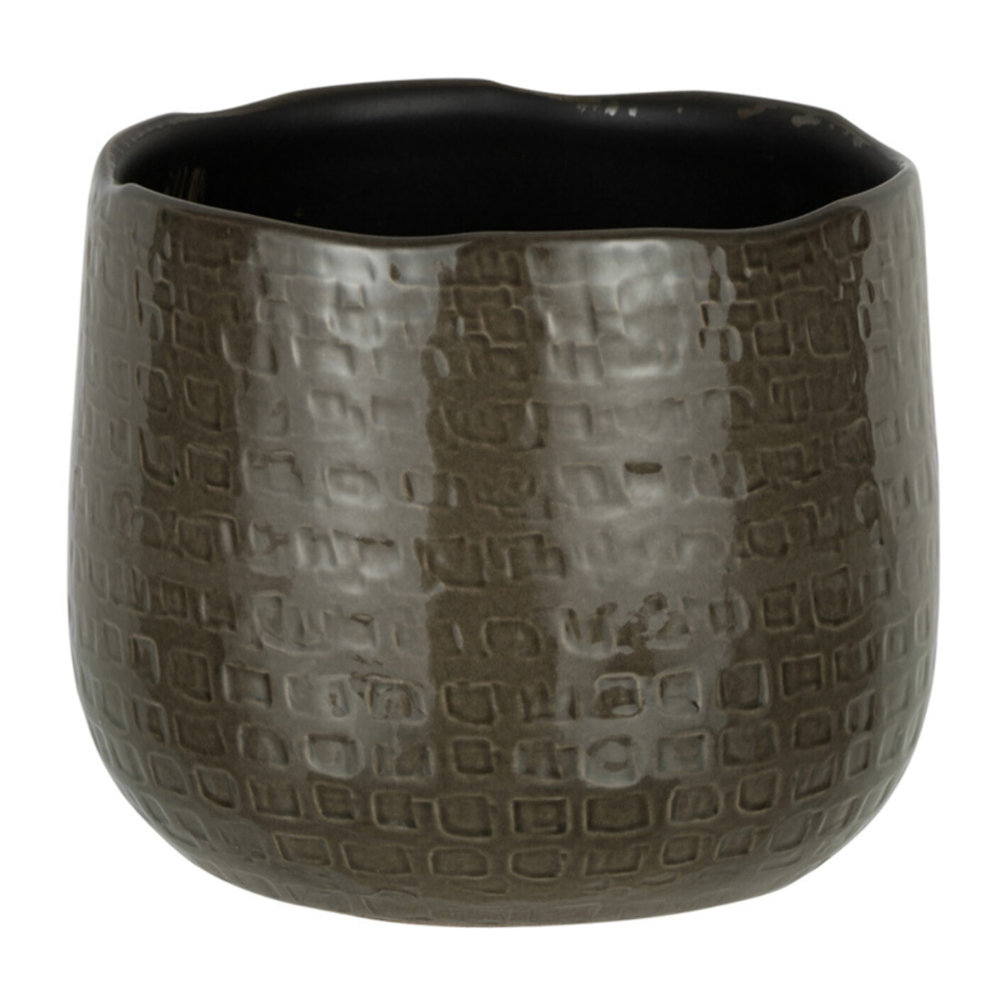 J-Line cache-pot Motifs - céramique - gris foncé - small - Ø 19 cm