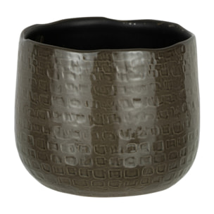 J-Line Cache Pot Motifs Ceramique Gris Fonce Small