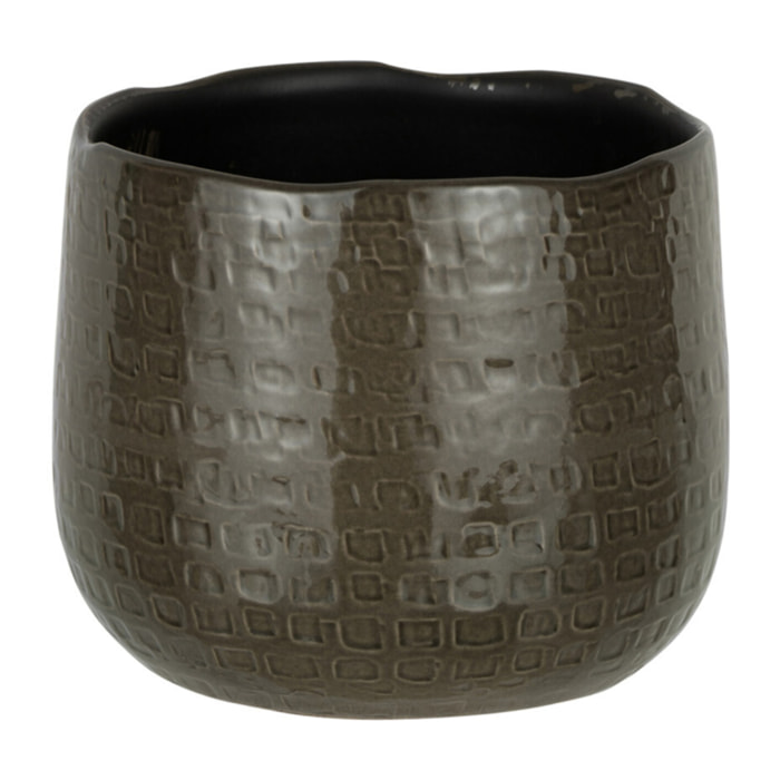 J-Line cache-pot Motifs - céramique - gris foncé - small - Ø 19 cm