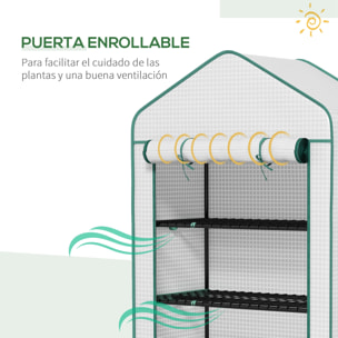 Invernadero de Jardín de 5 Niveles Invernadero Pequeño Exterior con Puerta Enrollable con Cremallera Anti-UV Diseño Ensanchado y Estantes para Cultivo de Plantas Flores 90x49x193 cm Blanco
