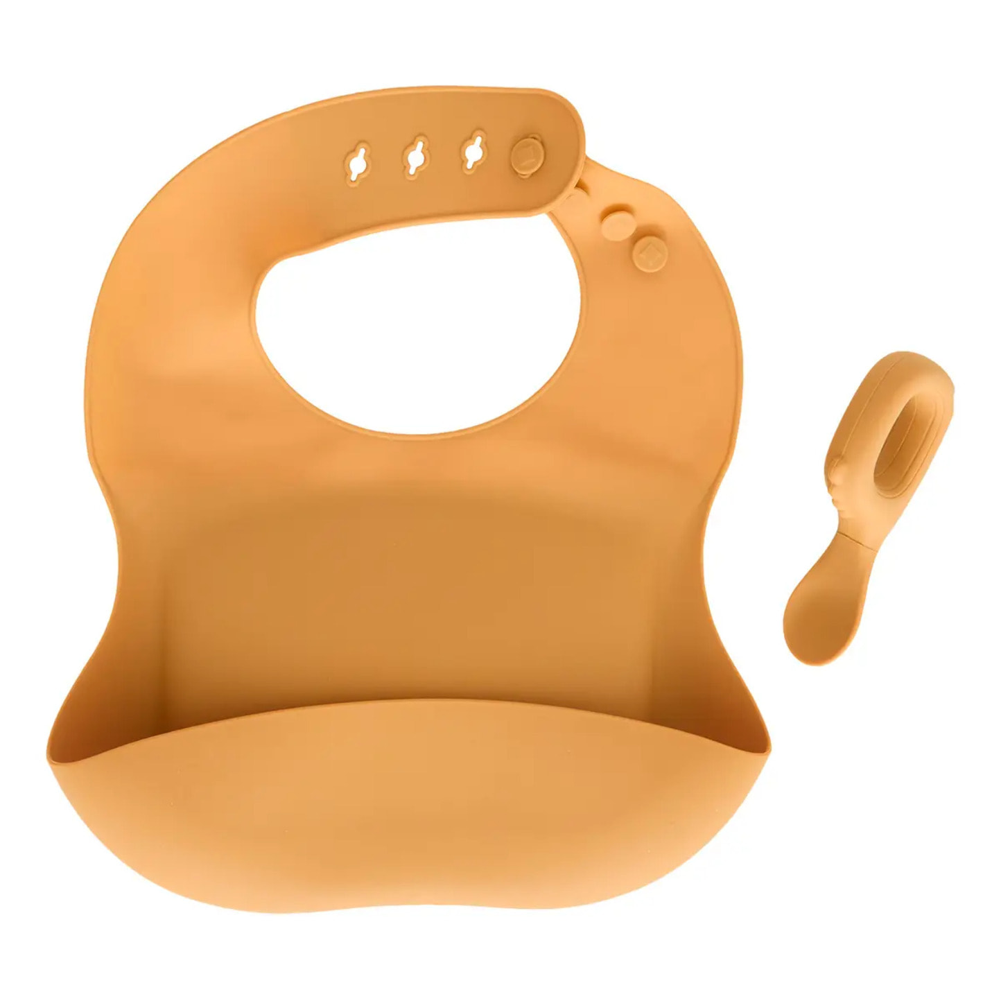 Set bavoir et cuillère Yum silicone ocre