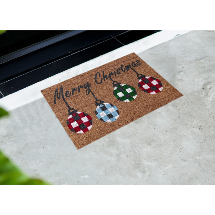 Zerbino Natalizio Ingresso Casa Antiscivolo In Cocco Palline Appese