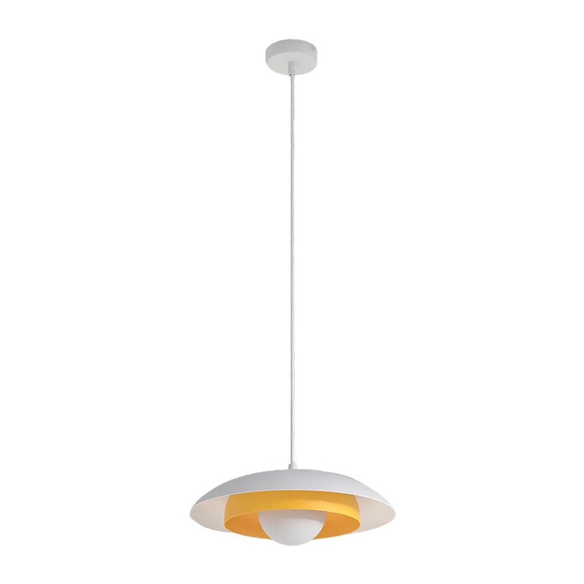 Lampada a sospensione SKIN con paralume bianco e interno arancione