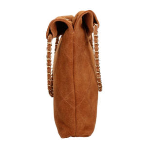 Borsa a spalla da donna Made in Italy - Modello Celeste Elite - Pelle scamosciata - 32.0 x 34.0 x 6.0 cm