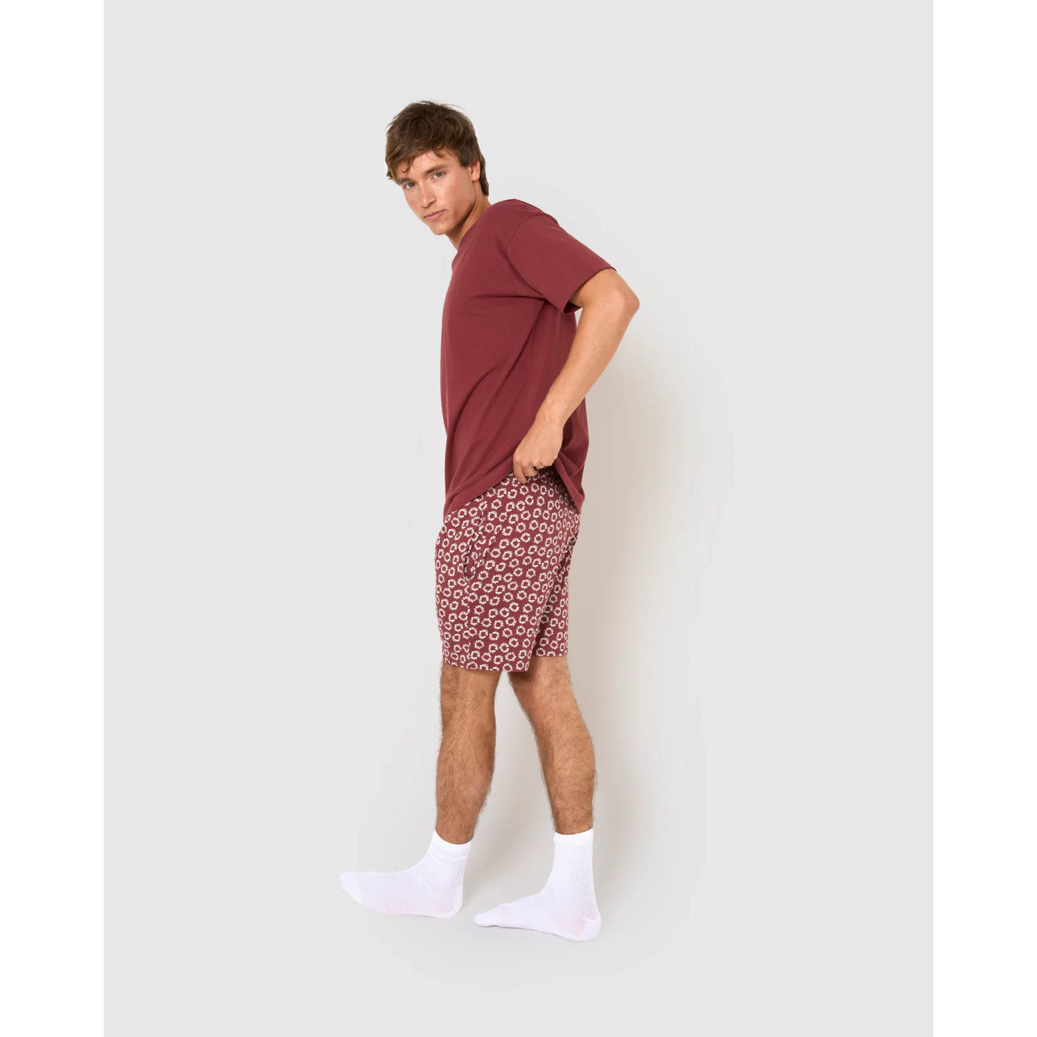 Pijama corto algodón khaul burdeos