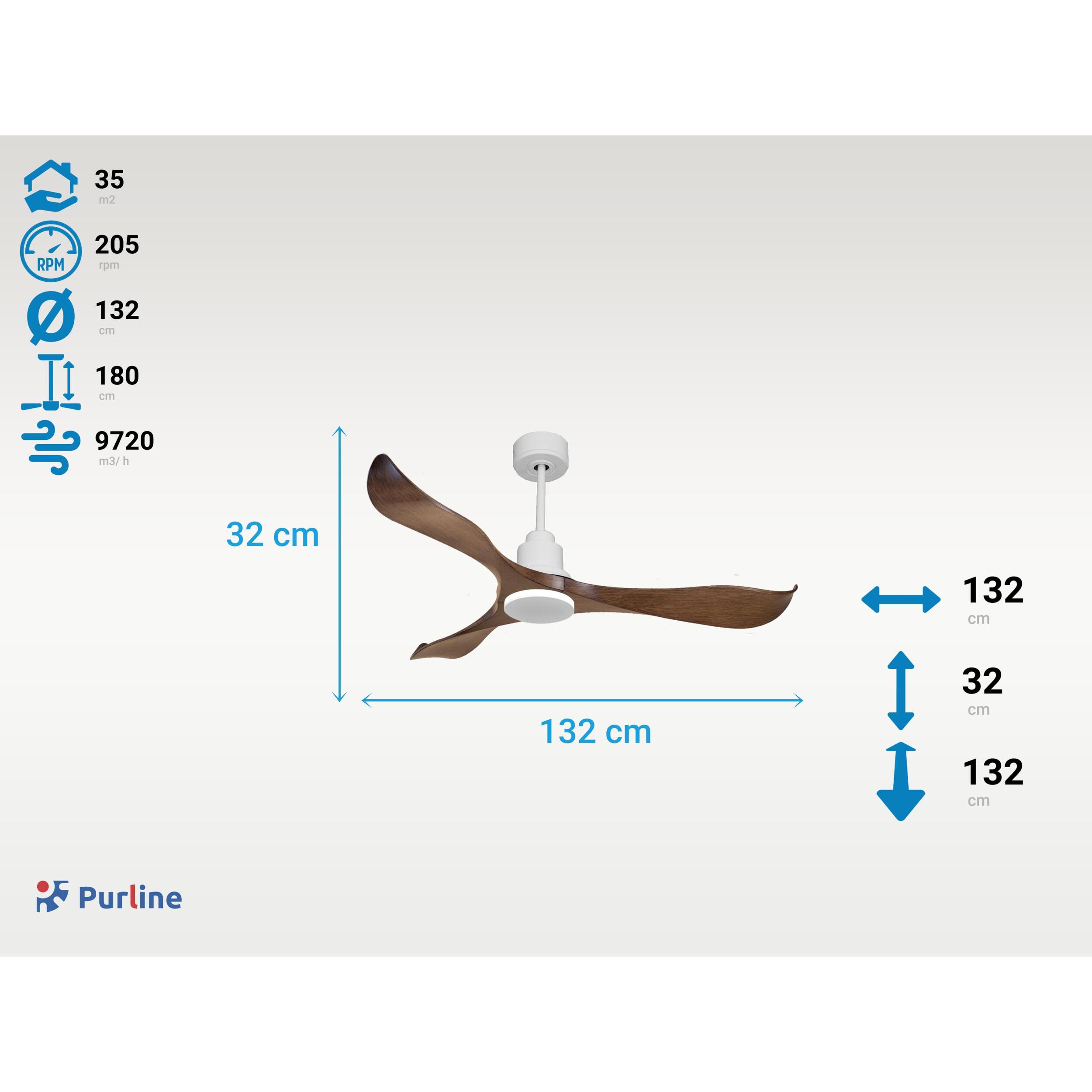 Ventilateur de plafond Réversible  Thermostat Wifi Moteur à courant continu Toits en pente Télécommande Adaptateur 2/3 Lames Hypersilence Mémoire Shopify Vendible (AUTOMATIQUE)