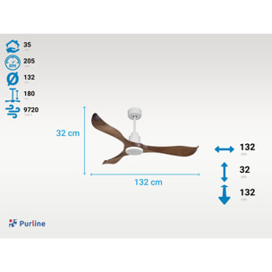 Ventilateur de plafond Réversible  Thermostat Wifi Moteur à courant continu Toits en pente Télécommande Adaptateur 2/3 Lames Hypersilence Mémoire Shopify Vendible (AUTOMATIQUE)