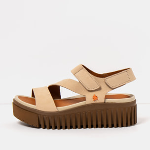 Sandalia de cuña 1573 NOBUCK CREAM-CARAMELO/BRIGHTON color Cream-caramelo