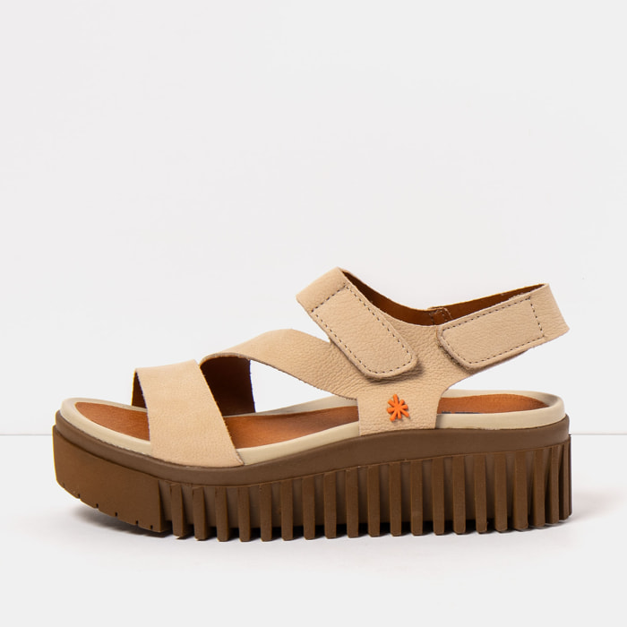 Sandalia de cuña 1573 NOBUCK CREAM-CARAMELO/BRIGHTON color Cream-caramelo