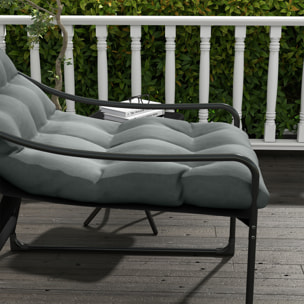 Fauteuil lounge de jardin avec coussin acier époxy polyester gris noir