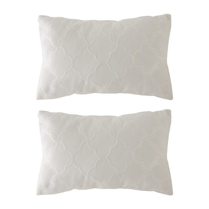 Lot de 2 housses de coussin jacquard DORYA-B 30x50 cm écru