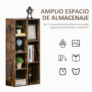 Estantería para Libros Librería de Madera con 7 Compartimentos de Almacenaje Plantas Archivos para Sala de Estar Dormitorio Oficina 50x24x106 cm Marrón Rústico