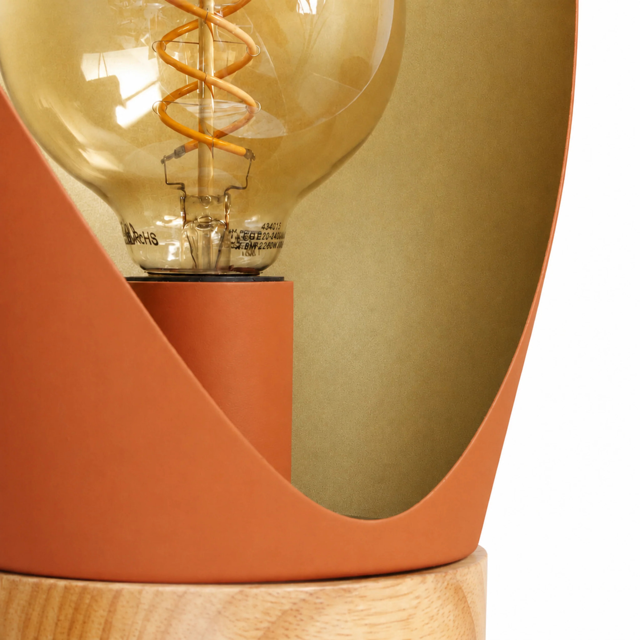 Lampe à poser en métal terracotta et bois H44 cm - Spoon