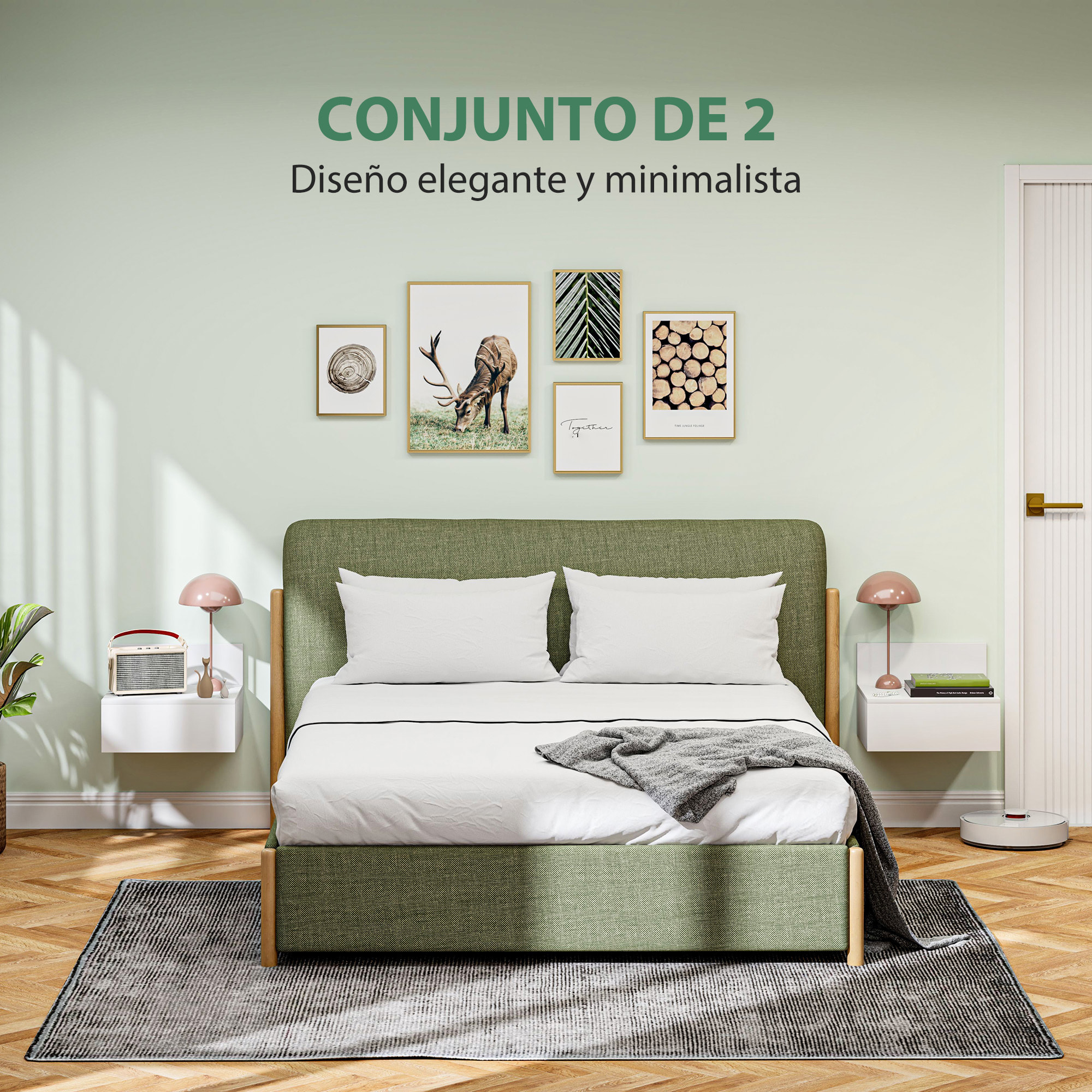Juego de 2 Mesitas de Noche Flotantes Mesillas de Noche para Dormitorio con Cajón Mesas de Noche para Habitación Hogar 43x36,5x30,5 cm Blanco