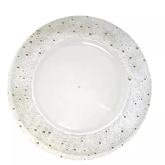 Lot de 6 Dessous d'assiette transparent avec paillette dorée