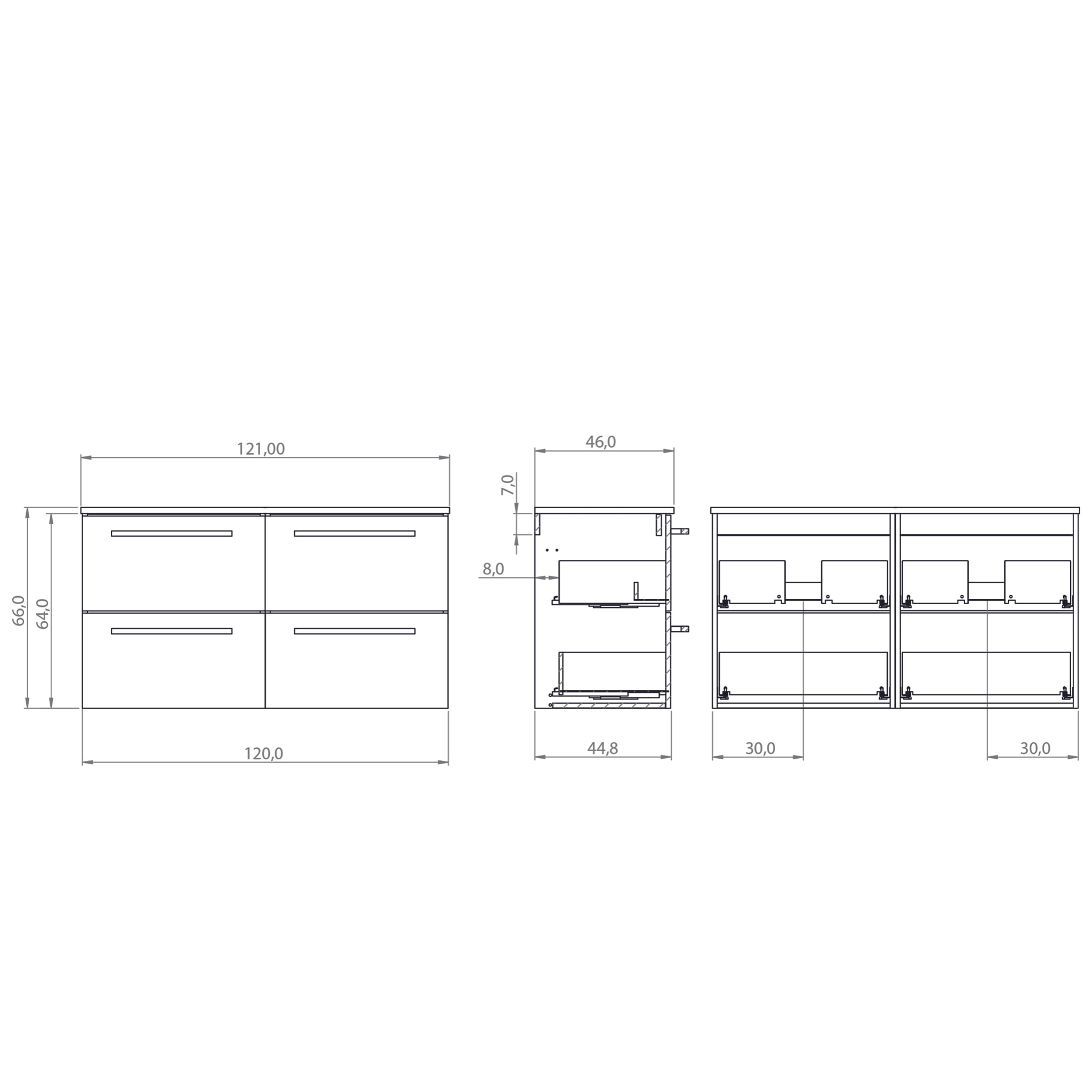 Conjunto de Baño Vex | 120 cm Blanco| Cuatro Cajones | Lavabo Encastrado | No incluye Espejo | Mueble Montado | Alday