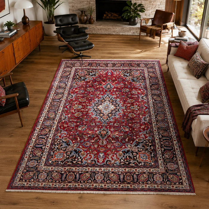 Tapis d'orient au motif oriental, artisanal noué main, APUJEZ