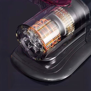 Aspirador de ácaros con una succión de 8kPa. 2 niveles de potencia y Luz UV de 253.7 nm.