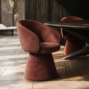Fauteuil de table pivotant en velours cherry ALBA