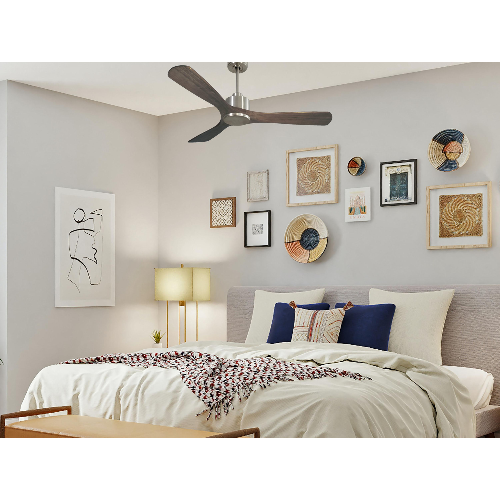 Ventilateur de plafond Réversible  Thermostat Wifi Moteur à courant continu Toits en pente Télécommande Hypersilence Mémoire