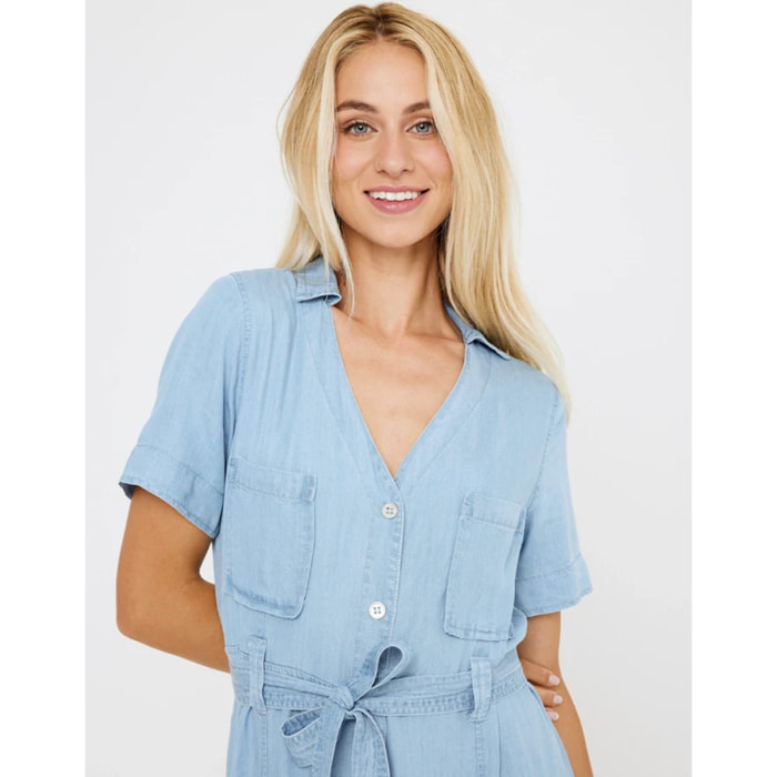 Vestido Largo Denim Claro - Lonzo