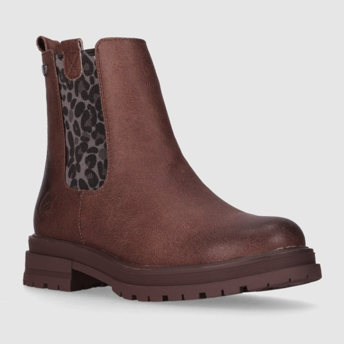 Botines de Piel Sintética - Taupe - Tacón: Bajo