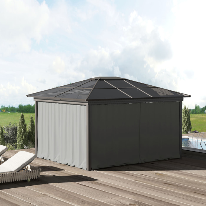 4 parois latérales pour pavillon de jardin tonnelle rigide 300 x 300 cm protéger de la pluie vent soleil gris clair