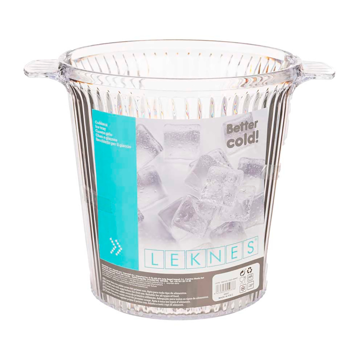 SECCHIELLO PER IL GHIACCIO STRIATO IN PLASTICA TRASPARENTE