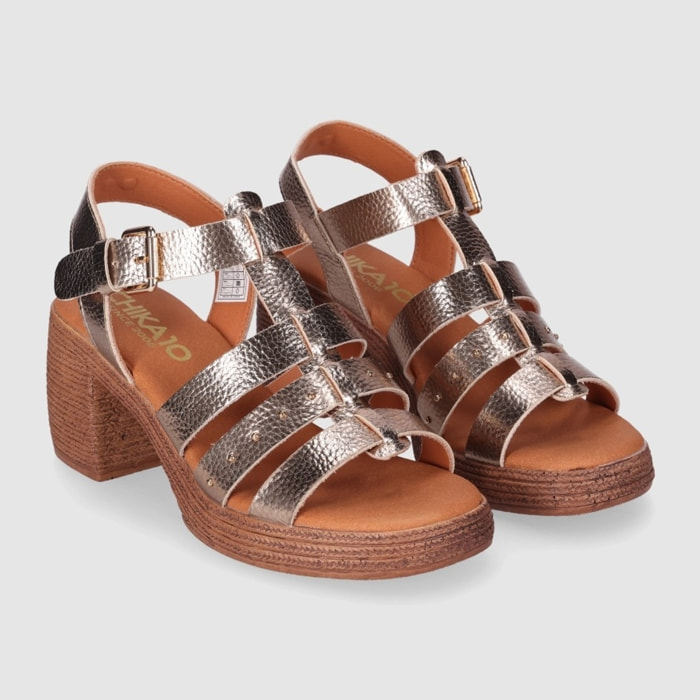 Sandalias de Piel - Oro - Tacón: 7 cm