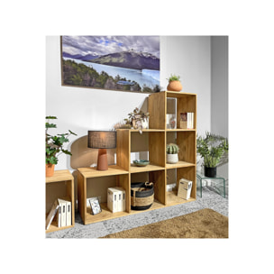 Etagère escalier 6 cases carrée de rangement bois de teck massif - ROMA