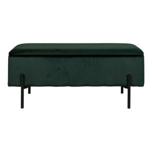 Panchina Watford in velluto verde con vano contenitore, 95 cm
