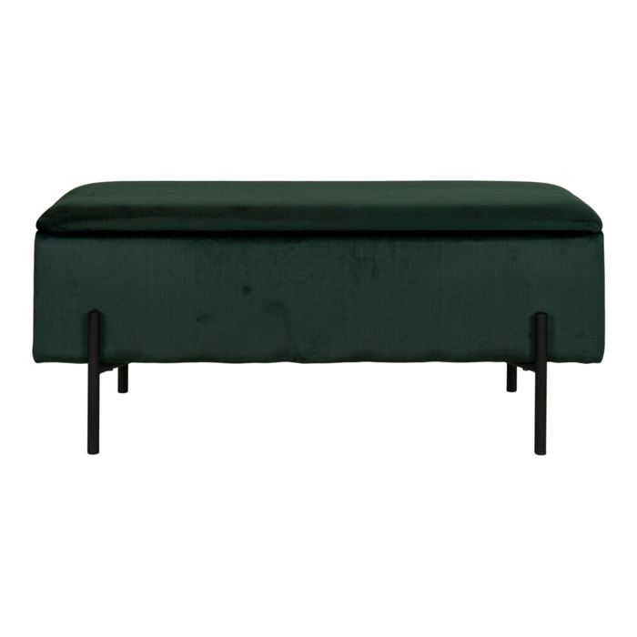 Panchina Watford in velluto verde con vano contenitore, 95 cm