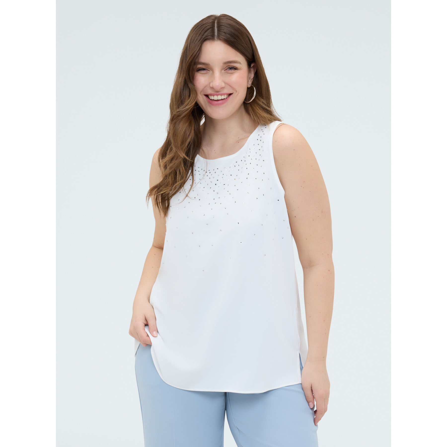 Fiorella Rubino - Top con applicazioni luminose - Bianco