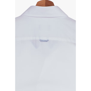 camicia uomo 1 bottone button down slim Armaturato Fantasia Bianco e Bianco