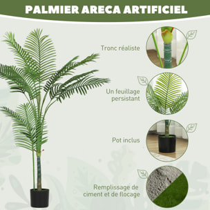 Plante artificielle intérieure palmier Areca H.150cm 11 feuilles grand réalisme PE vert