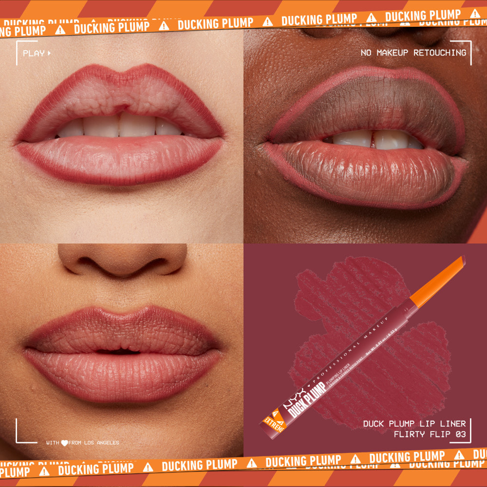 NYX Professional Makeup Duck Plump Plumping Lip Liner, crayon à lèvres, jusqu'à 10h de tenue, fini mat, Flirty Flip