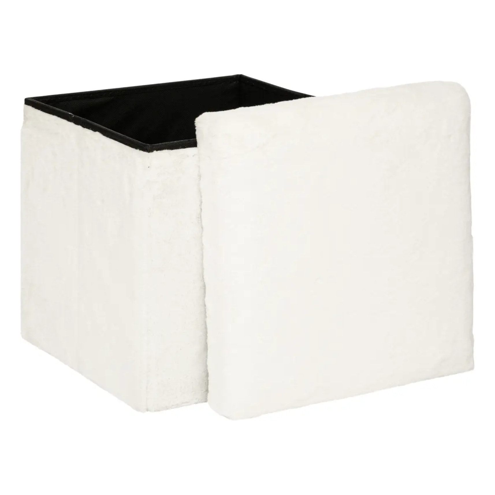 Pouf pliant "Ezzio" fourrure blanche