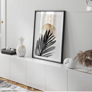 Affiche encadrée composition abstraite beige Affiche + cadre en métal - Noir