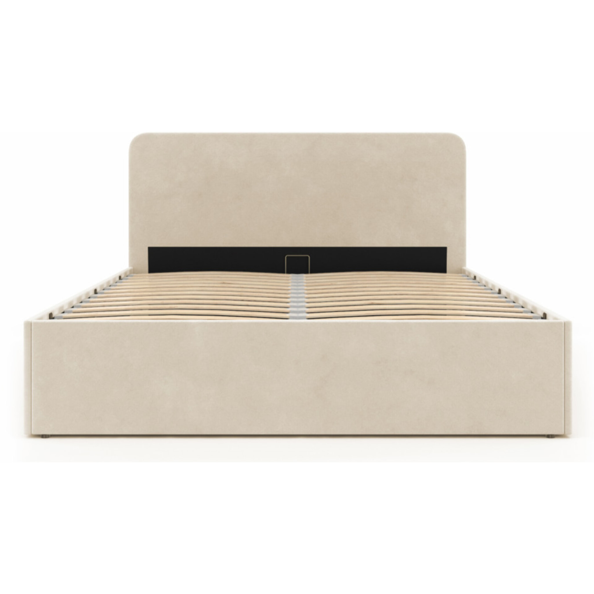 Lit avec tete de lit arrondie Louise - Velours beige