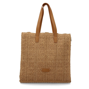 Bolso de rafia para mujer, diseño moderno y comodo en el interior compartimento principal de cremallera