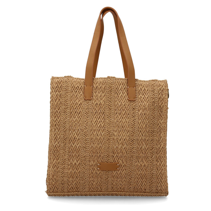 Bolso de rafia para mujer, diseño moderno y comodo en el interior compartimento principal de cremallera