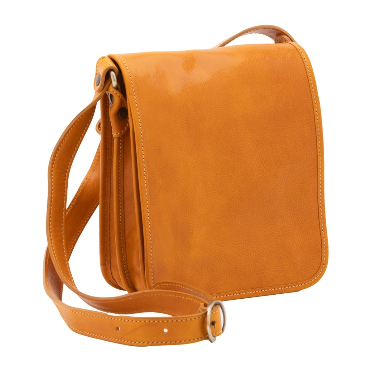 Borsa a tracolla uomo in vera pelle - Modello False - Made in Italy - 23.0 x 20.0 x 9.0 cm