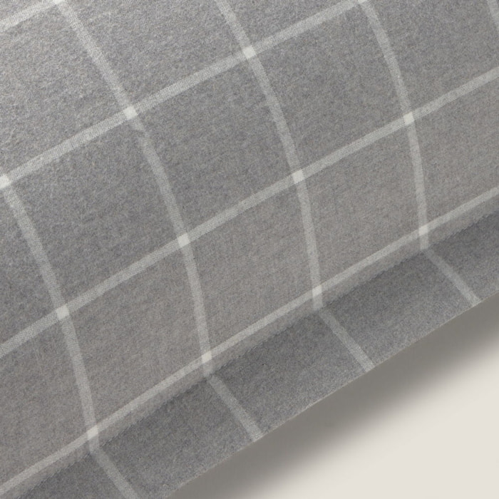 Funda cojín algodón franela cuadros Onfra color gris Franela de algodón