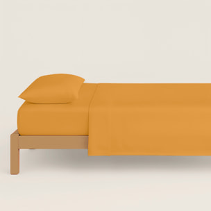 Naturals - Funda Nórdica Lisa - Cierre con botones - 100% Algodón - Incluye 1/2 Fundas de Almohada - Ocre