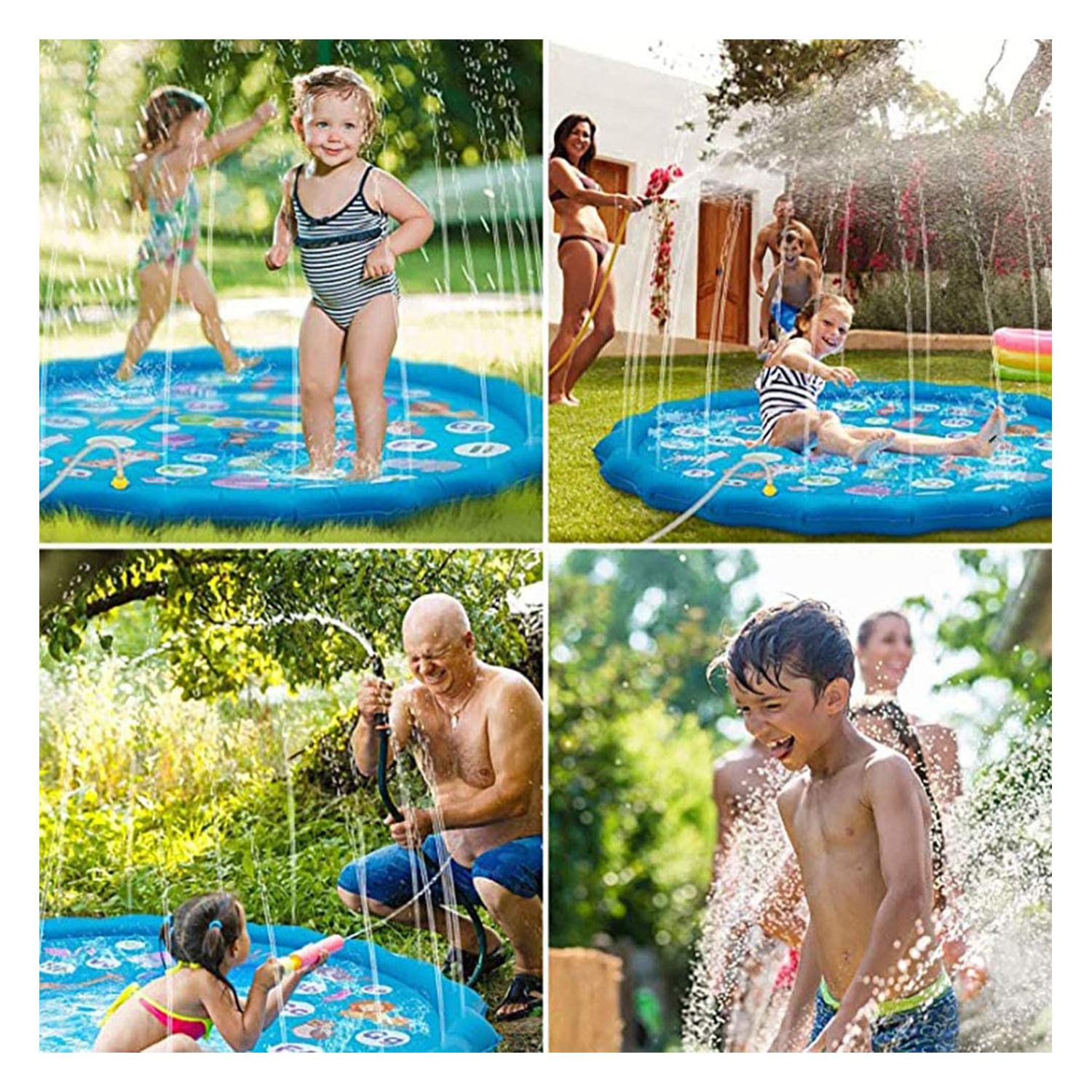 Splash Pad. Juguete inflable con aspersor de agua para jugar. 170cm de diámetro. Diseño animalitos.