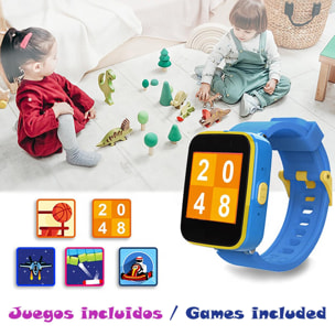 DAM Smartwatch infantil CT5 con cámara de fotos, 5 juegos, grabadora de voz y reproductor de música. 3,8x1,2x5 Cm. Color: Amarillo